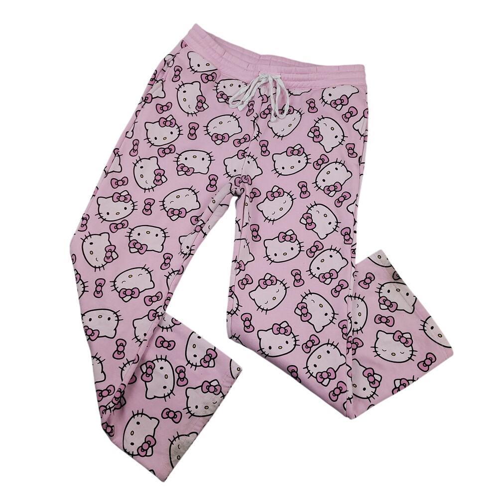 Hello Kitty Sanrio‎ Girls Sweatpants Sz Large 12-14 AOP Pajama Loungewear Cute